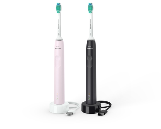 Picture of Philips 3100 series HX3675/15 2-pack sonic electric toothbrushes - black & pink