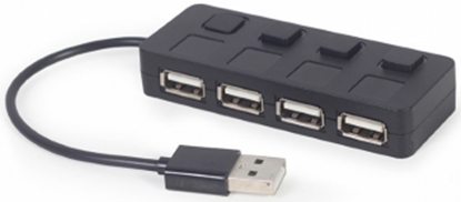 Picture of USB Centrmezgls Gembird USB 2.0 4-port Hub with Switches Black