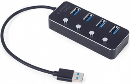 Picture of USB Centrmezgls Gembird USB 3.1 Powered 4-port Hub with Switches Black