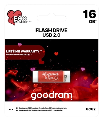 Attēls no Zibatmiņa Goodram 16GB UCU2 Red Valentine