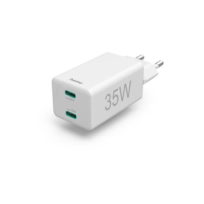 Picture of Hama Quick Charger  USB-C 35W PD/QC, 2xUSB-C, white 201694