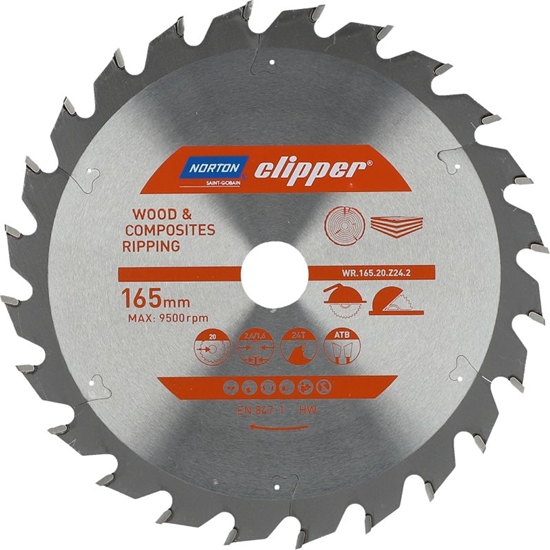 Picture of Norton Clipper NORTON PIA TARCZOWA 165mm x 20mm x 24z DREWNO I KOMPOZYTY ATB (2,6 / 1,6) N70184608046