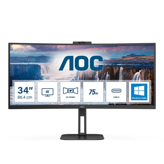 Picture of AOC V5 CU34V5CW/BK computer monitor 86.4 cm (34") 3440 x 1440 pixels LED Black