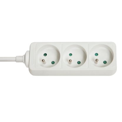 Picture of Lindy 3-Way French Schuko Mains Power Extension, White