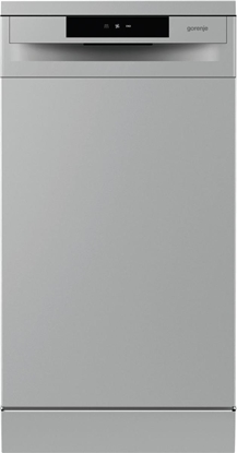 Изображение Dishwasher | GS520E15S | Free standing | Width 45 cm | Number of place settings 9 | Number of programs 5 | Energy efficiency class E | Display | AquaStop function | Grey