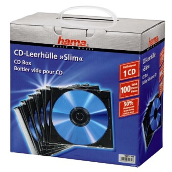 Изображение 1x100 Hama Slim CD Jewel Case black                      51270