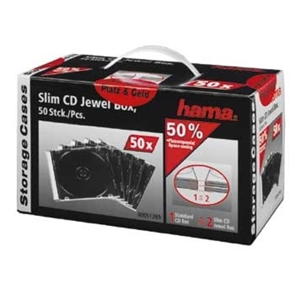 Изображение 1x50 Hama CD Jewel Case SlimLine Transparent-black          51269