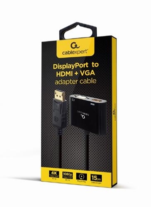 Изображение Adapteris Gembird DisplayPort Male - HDMI Female + VGA Female Black