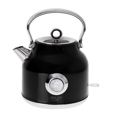 Изображение Adler | Kettle with a Thermomete | AD 1346b | Electric | 2200 W | 1.7 L | Stainless steel | 360° rotational base | Black
