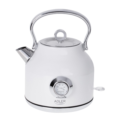 Изображение Adler | Kettle with a Thermomete | AD 1346w | Electric | 2200 W | 1.7 L | Stainless steel | 360° rotational base | White