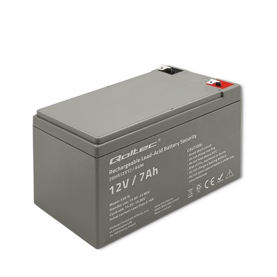 Picture of QOLTEC 53076 AGM battery 12V 7Ah