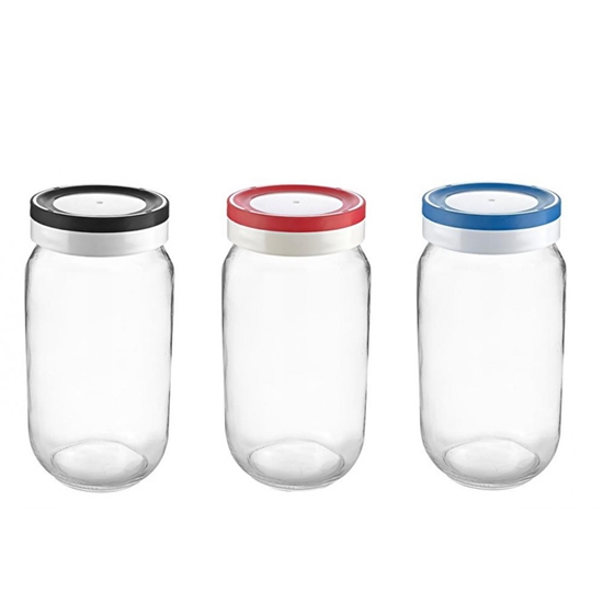 Picture of Bakalejas trauks ar vāku 1L stikla, dažādas krāsas