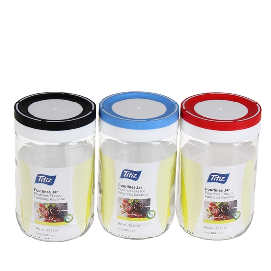 Picture of Bakalejas trauks ar vāku 660ml stikla, dažādas krāsas