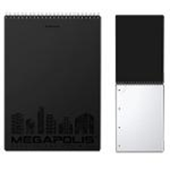 Picture of Bloknots A4/80 lap.Megapolis rūtiņu ar spirāli augšp. melns