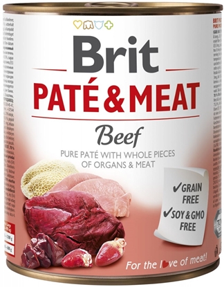 Attēls no BRIT Paté & Meat with Beef - wet dog food - 800g