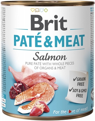 Attēls no BRIT Paté & Meat with Salmon - wet dog food - 800g