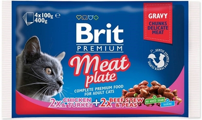 Attēls no BRIT Premium Cat Meat Plate - wet cat food - 4x100g