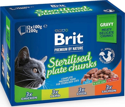 Attēls no BRIT Premium Cat Sterilised Plate - wet cat food - 12x100g