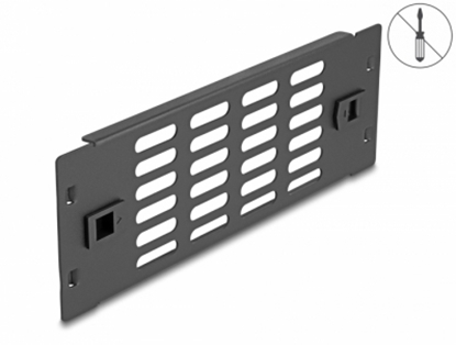 Attēls no Delock 10″ Network Cabinet Panel with ventilation slots tool free 2U black