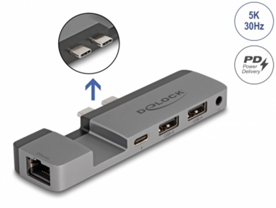 Изображение Delock Docking Station for MacBook Pro / MacBook Air Thunderbolt™ 4 with 5K Resolution / 100 W PD / 10 Gbps Hub / LAN / Audio