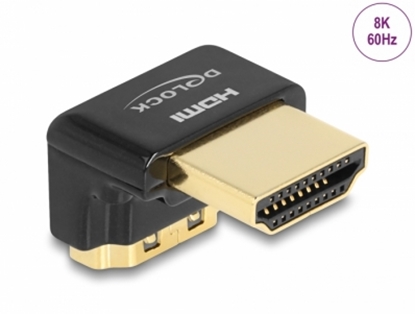 Attēls no Delock HDMI Adapter male to female 90° downwards angled 8K 60 Hz metal