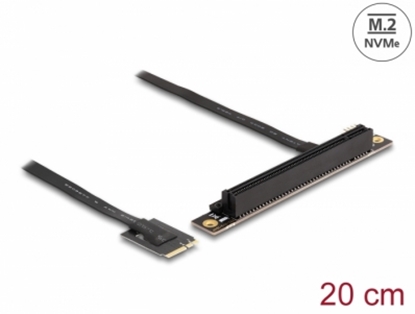 Attēls no Delock M.2 Key A+E to PCIe x16 NVMe Adapter angled with 20 cm cable