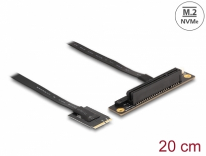 Attēls no Delock M.2 Key A+E to PCIe x8 NVMe Adapter angled with 20 cm cable