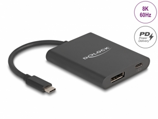Изображение Delock USB Type-C™ Adapter zu DisplayPort (DP Alt Mode) 8K mit HDR und Power Delivery 60 W