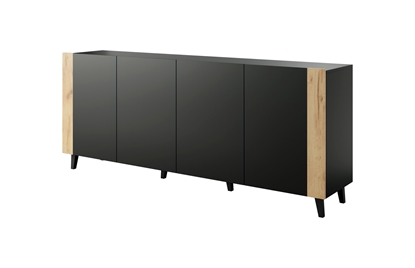 Picture of FARO chest of drawers 200x42x82 matte black + oak craft