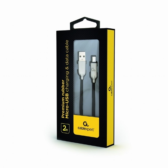 Изображение Gembird USB Male - Micro USB Male Premium rubber 2m Black