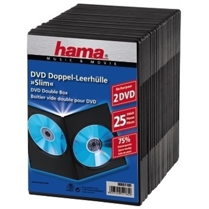 Attēls no Hama Slim DVD Double Jewel Case pack of 25, black          51185