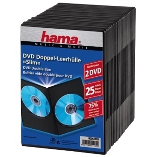 Picture of Hama Slim DVD Double Jewel Case pack of 25, black          51185