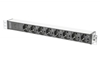 Picture of Digitus aluminum outlet strip with pre-fuse, 8 safety outlets, 2 m supply IEC C14 plug