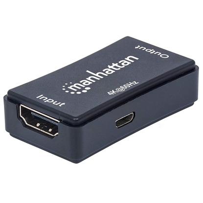 Attēls no Manhattan HDMI Repeater, 4K@60Hz, Active, Boosts HDMI Signal up to 40m, Black, Three Year Warranty