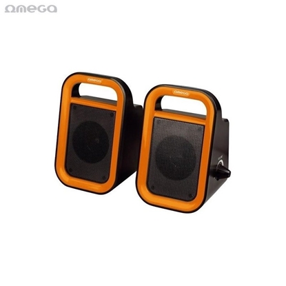 Picture of Omega OG119BO Stereo Multimedia Desktop Speakers 2x 3W Orange with 3.5mm Audio / USB Power