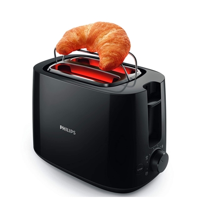 Attēls no Philips Daily Collection Toaster HD2583/90, Plastic, 2-slot, bun warmer, sandwich rack, black