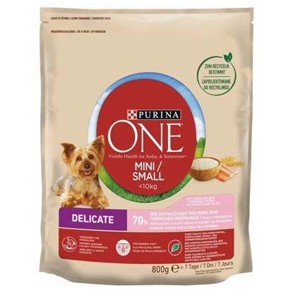 Attēls no PURINA One Mini/Small Sensitive Salmon, rice - dry dog food - 800 g