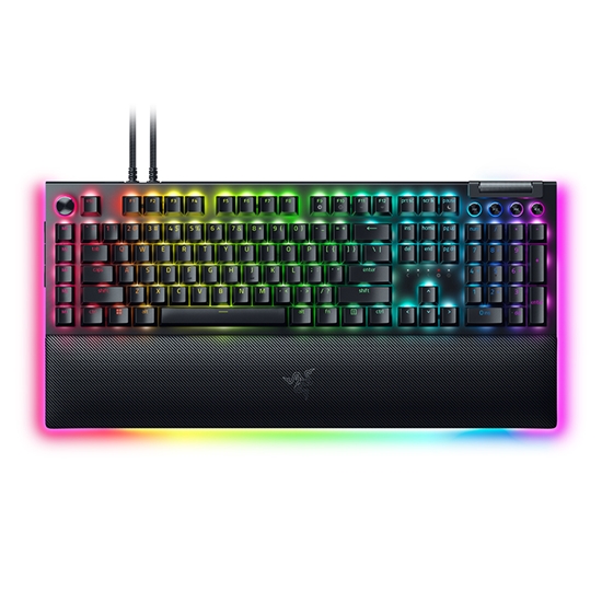 Picture of Razer | Mechanical Gaming Keyboard | BlackWidow V4 Pro | Gaming Keyboard | Wired | RGB LED light | NORD | Black | Numeric keypad | Yellow Switches