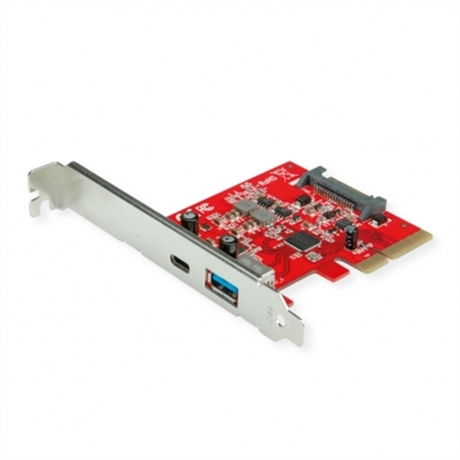Изображение ROLINE PCI-Express x4 Adapter, USB 3.2 Gen2, 2 Ports, 1x USB A + 1x USB C