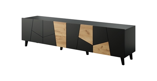 Picture of RTV cabinet ETNA 200x42x52 black matt + oak craft