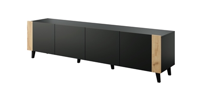 Изображение TV cabinet FARO 200x42x52 black matt + oak craft