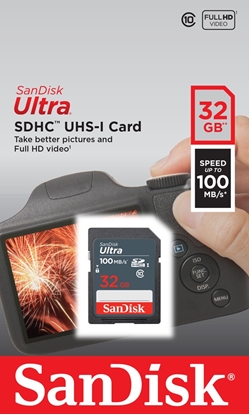 Attēls no SanDisk Ultra 32GB SDHC Mem Card 100MB/s memory card UHS-I Class 10