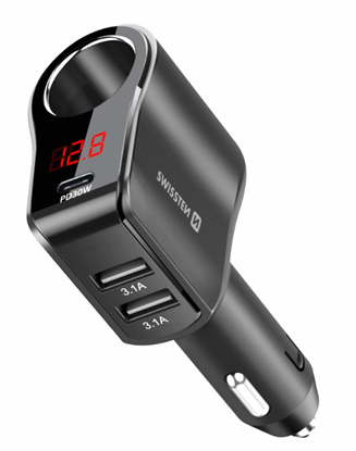 Picture of Swissten Car charger 1x USB-C PD / 2x USB-A / CL / LED