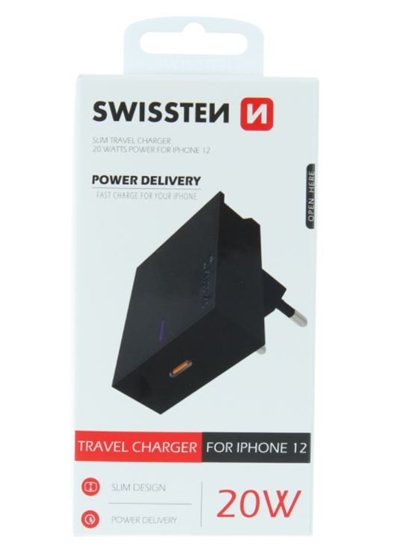 Picture of Swissten Premium 20W Mains Charger for all Apple iPhone 12 / 13 / 14 Series Models