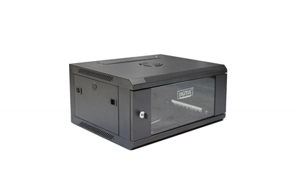 Picture of Szafa krosowa wisząca 19 cali 4U rack 600x450, drzwi szyba, niedzielona, złożona, nośność 60kg Czarna