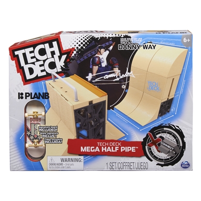 Изображение Tech Deck , Danny Way Mega Half Pipe X-Connect Park Creator, Customizable Ramp Set with Exclusive Plan B Fingerboard, Kids Toy for Boys and Girls Ages 6 and up