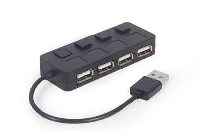 Attēls no USB Centrmezgls Gembird USB 2.0 4-port Hub with Switches Black