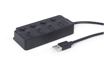 Picture of USB Centrmezgls Gembird USB 2.0 4-port Hub with Switches Black
