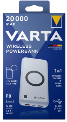 Picture of Varta Wireless Power Bank 20000 Cable  USB-C 10W   Type 57909