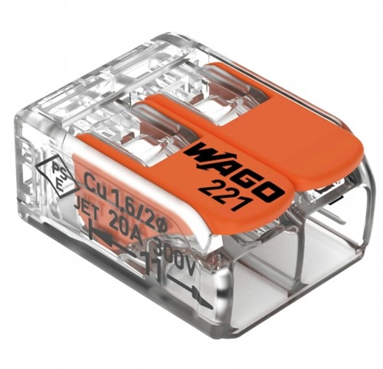 Изображение 2-kontaktu spaile 221-412 100gb. Fine-stranded conductor : 0.14 … 4 mm² / 24 … 12 AWG